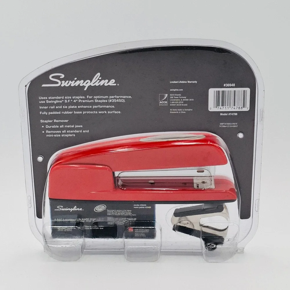 Swingline 747 Business Red Desk Stapler Set 1250 Staples Remover New Old Stock